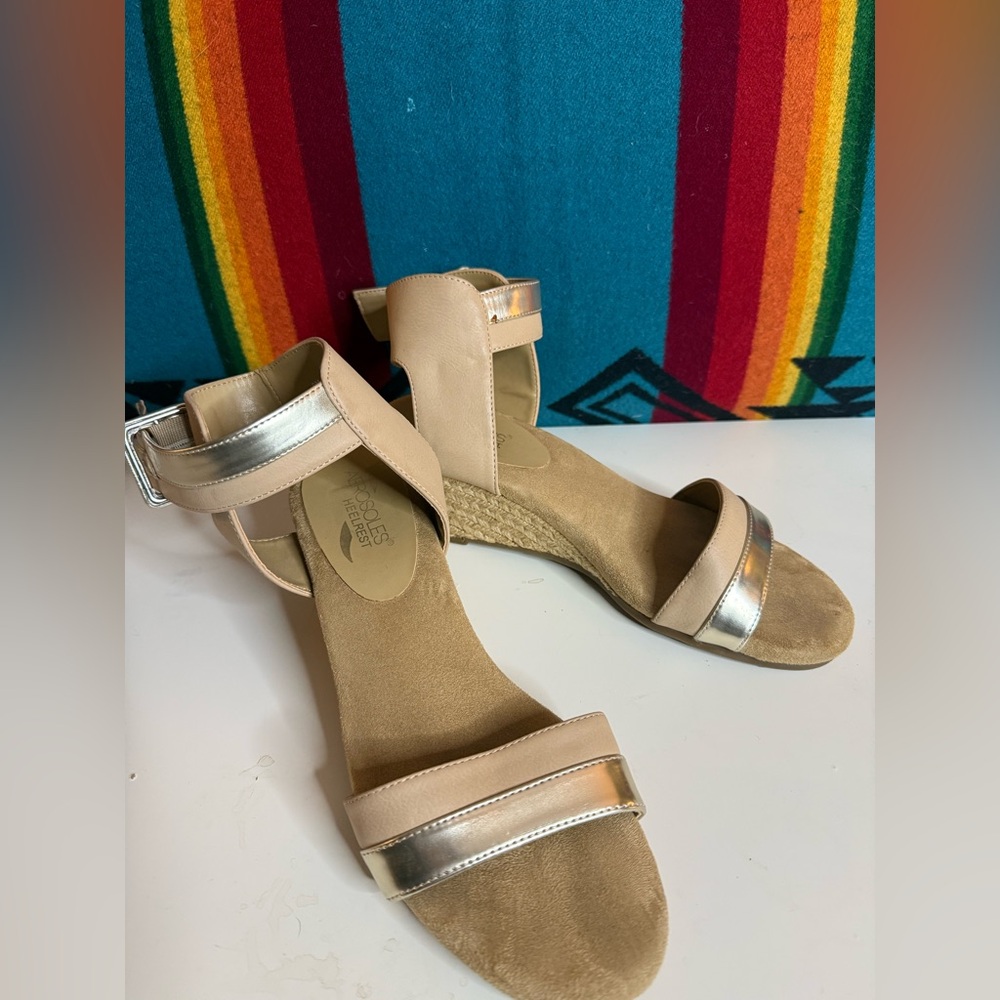 Silver and Beige Sandals